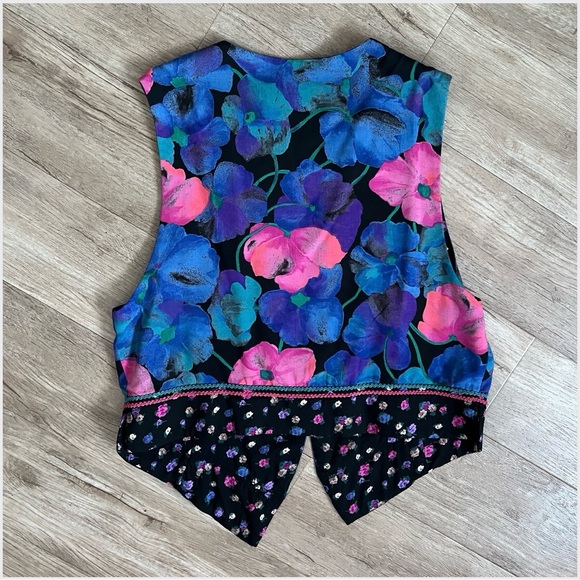 🇨🇦Suttles & Seawinds Vintage 1990s Quilted Floral Vest – Pink Purple Blue Green - Picture 9 of 16